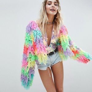 Multicolored fringe cardigan